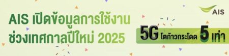 AIS เปิดพฤติกรรมลูกค้าในช่วงเทศกาลปีใหม่ 2025 คนไทยร่วมส่งต่อความสุขคืนข้ามปี การใช้งาน 5G โตก้าวกระโดด 5 เท่า Facebook ครองแชมป์แพลตฟอร์มอวยพรปีใหม่